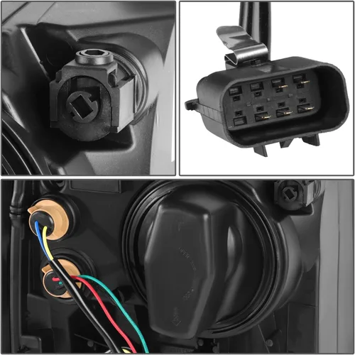 Vista 5 de DNA MOTORING HL-OH-CSIL14-BK-AM Faros delanteros negros y ámbar compatibles con Silverado 1500 2014-2015