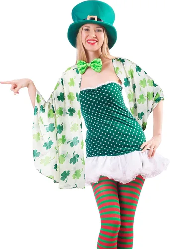 Vista 5 de Skylety St. Patrick's Day - Bufanda larga con estampado de Shamrock Shawl irlandés