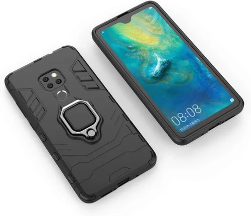 Vista 8 de Funda para Huawei Mate 20 con protector de pantalla de vidrio templado y soporte magnético para anillo con soporte, accesorios delgados para celdas