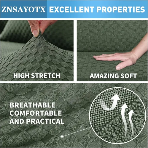 Vista 5 de ZNSAYOTX Fundas para sofá modular, fundas elásticas de jacquard con parte inferior elástica para sofá modular en forma de L, 2 protectores de sofá