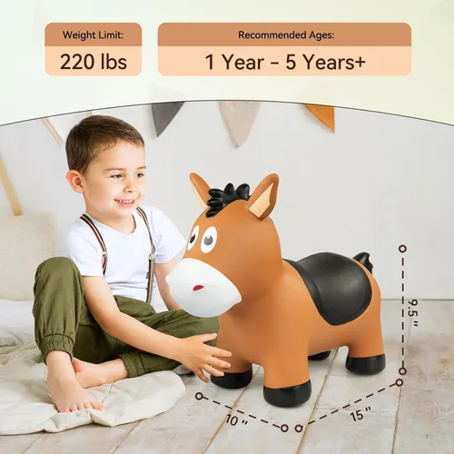 Vista 4 de VangeBow Caballo Saltarín para Niños de 1 a 3 años, Juguetes Inflables de Animales Saltarines para Niñas y Niños de 1, 2, 3, 4, 5 años, Juguetes