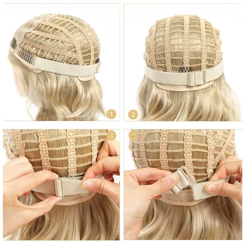 Vista 6 de Correas ajustables para pelucas y hacer pelucas, bandas elásticas ajustables (beige, 1 pulgada x 10 unidades)