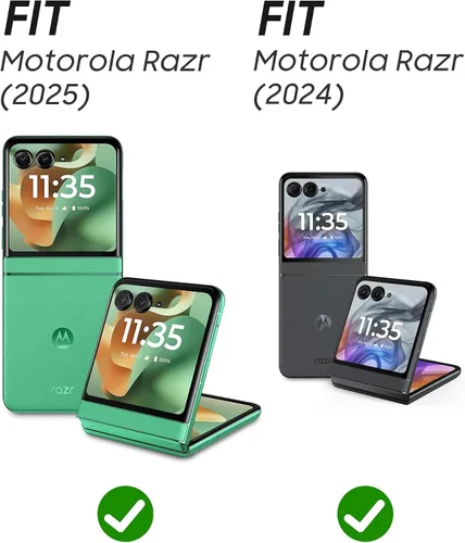Vista 2 de Vizvera para Motorola Razr 2024 - Funda con tapa con bisagra, protector de pantalla incorporado, a prueba de golpes, funda todo en uno para Negro