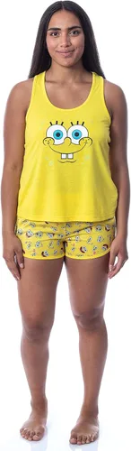 Vista 2 de Nickelodeon Bob Esponja SquarePants - Conjunto de pijama sin mangas para mujer