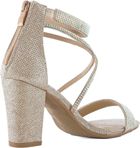 Vista 6 de TOP Moda - Sandalias de tacón alto con correa de tobillo y puntera abierta