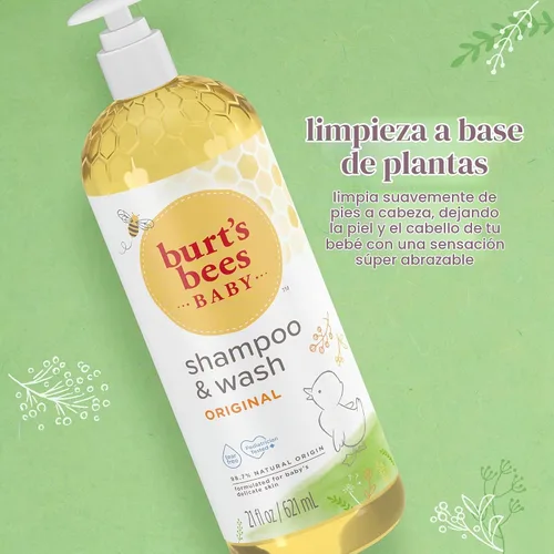 Vista 2 de Burt's Bees Champú y lavado de bebés, jabón para bebés de lágrimas originales - 21 onzas (paquete de 1), el embalaje puede variar.