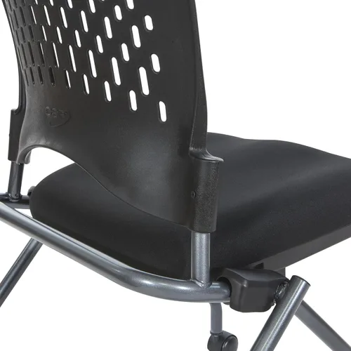Vista 6 de Office Star - Silla anidadora plegable de plástico ventilado alrededor de la espalda, paquete de 2, tela FreeFlex de carbón