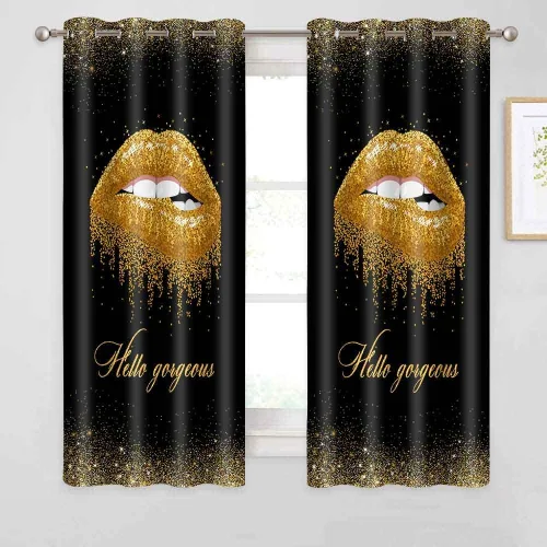 Vista 20 de CLZYSP554 - Cortinas de labios para dormitorio, cortinas opacas con aislamiento térmico para oscurecer la habitación, cortinas opacas para Dorado
