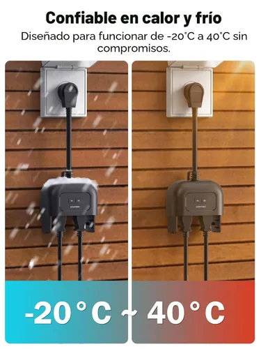 Vista 5 de EIGHTREE Enchufe inteligente para exteriores impermeable IP44, tomacorriente inteligente con 2 salidas controladas independientemente, compatible