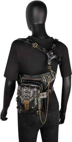 Vista 5 de Halloween Steampunk Retro Motocicleta Señora Bolsa Rock Gótico Hombro Riñonera Bolsas (K)