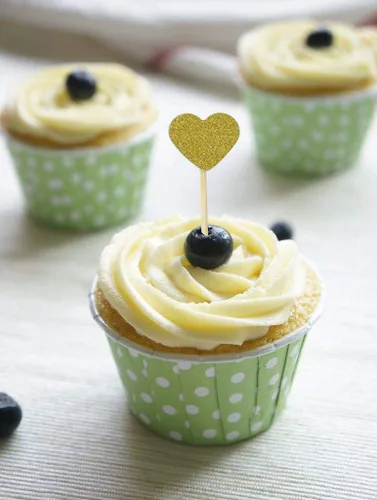 Vista 4 de Honbay 40 piezas de decoración de cupcakes de corazón con purpurina para decoración de pasteles de cumpleaños, selecciones de alimentos, suministros