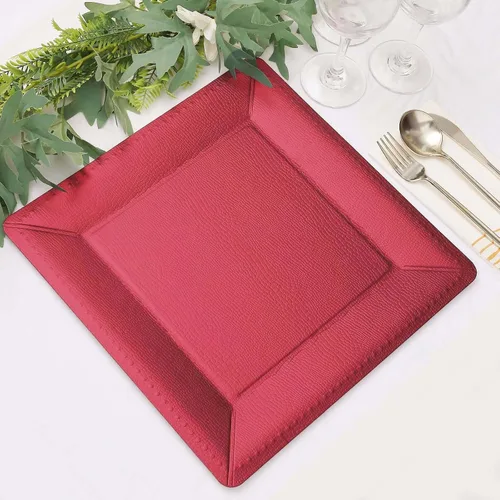 Vista 6 de Efavormart - Paquete de 10 bandejas cuadradas de 13 pulgadas, 1100 GSM, de cuero extra rígido con textura de cartón, platos para bodas de otoño