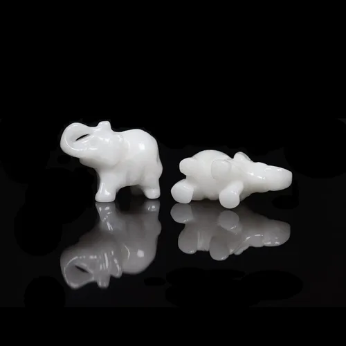 Vista 7 de Figuras de elefante con piedras preciosas de jade blanco, 1 unidad, figuras de elefante pequeño, estatuas de animales de cristal curativo talladas a