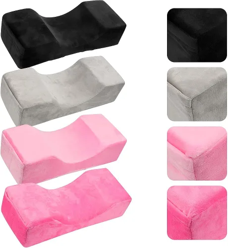Vista 5 de Almohada de extensión de pestañas de terciopelo, almohada de cuello de espuma viscoelástica para salón de belleza para injerto de pestañas, Negro