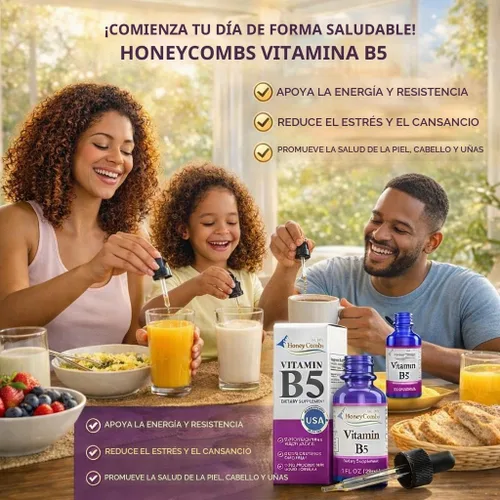 Vista 3 de HoneyCombs Vitamina B5 Gotas Líquidas Ácido Pantoténico, 1oz