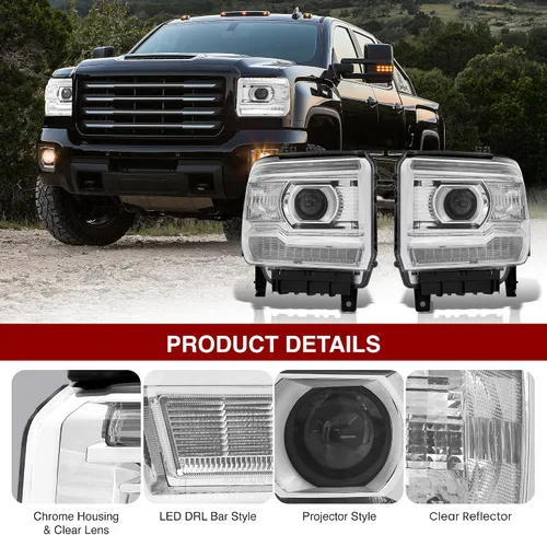 Vista 3 de AJP Distributors Par de faros delanteros LED DRL estilo OE con proyectores halógenos, lámparas de señal, carcasa de montaje de luces