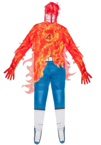 Vista 2 de Disfraz de Hombre Antorcha Humana de Los Cuatro Fantásticos para Hombre Multicolor