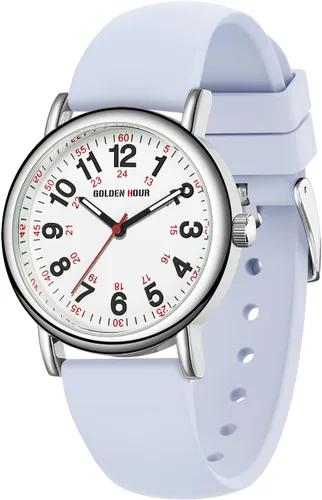 Vista 9 de GOLDEN HOUR - Reloj de enfermera impermeable para profesionales médicos, estudiantes, mujeres y hombres, esfera luminosa de fácil lectura, 24 horas