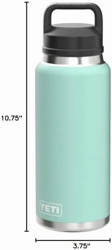 Vista 9 de YETI Rambler - Botella de 36 onzas, aislada al vacío, a prueba de fugas, de acero inoxidable con tapón para sorbos Verde mar