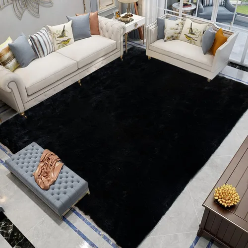 Vista 15 de Latepis Alfombra Pequeña Negra Esponjosa 2x3 pies Manta de Piel Sintética de Conejo Alfombra Suave Lavable Alfombras Peludas Shag para Dormitorio