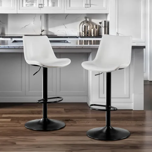 Vista 11 de STOOLINK Taburete de Bar Moderno Extra Grande con Asiento de Cuero de Microfibra - Altura Ajustable, Ergonómico de Servicio Pesado, Conjunto de Negro