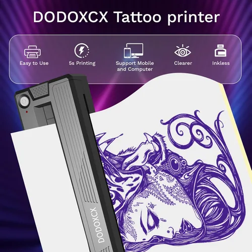 Vista 2 de Máquina impresora de plantillas de tatuajes, impresora Bluetooth inalámbrica térmica portátil mejorada 2026 para artistas de tatuajes
