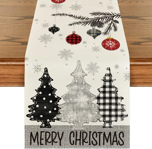 Vista 11 de Artoid Mode - Camino de mesa de Navidad con pinos azules, decoración navideña para mesa de comedor de 13 x 36 pulgadas