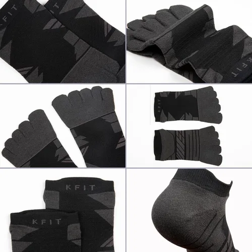 Vista 5 de Kfit Toe Socks for Men Women COOLMAX Athletic Running Five Finger Socks Ankle Compression Breathable Lightweight 3 Pair