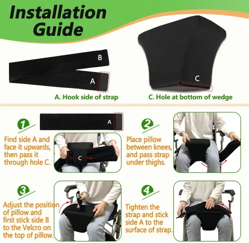 Vista 6 de AOSSA Cuña de abducción, almohada separadora de rodilla para cirugía de reemplazo de cadera, almohada ortopédica de espuma contorneada con correa