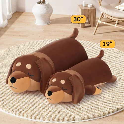 Vista 3 de Peluche de perro salchicha grande de 19 pulgadas, lindo peluche de perro Weiner, juguete de peluche de perro salchicha grande, lindo animal