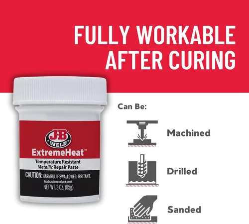 Vista 6 de J-B Weld 37901 ExtremeHeat - Pasta metálica resistente a altas temperaturas, 3 oz