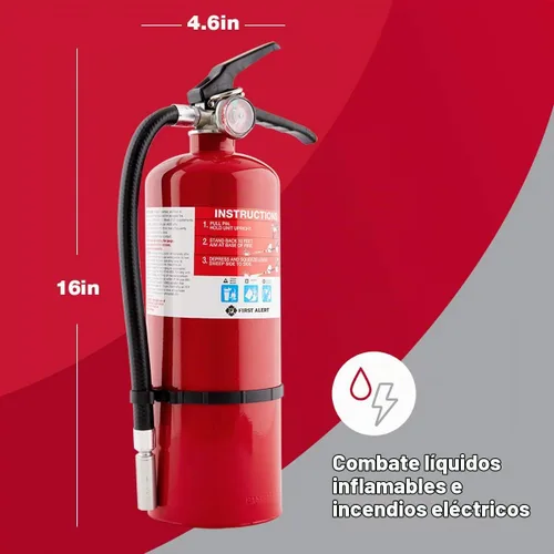 Vista 5 de First Alert Extintor de incendios, resistente para uso doméstico y comercial HOME2PRO Unidad de cumplimiento recargable, clasificación UL