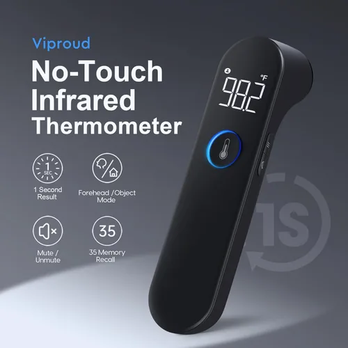 Vista 2 de Termómetro de frente sin contacto para adultos y niños, termómetro rápido y preciso para bebés con alarma de fiebre y modo silencioso - Toma