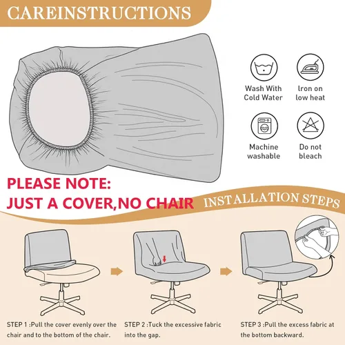 Vista 4 de NICEEC Funda para silla cruzada sin brazos, para oficina, dormitorio, escritorio, tocador, computadora, respaldo medio, asiento ancho sin protector