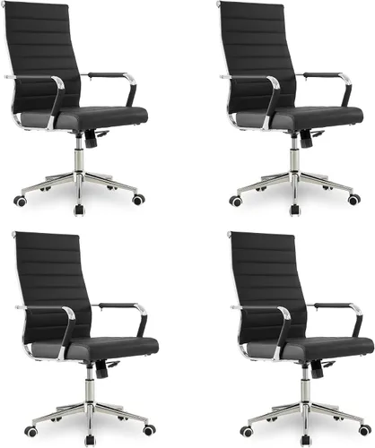 Vista 27 de Okeysen Office Desk Chair, Ergonomic Leather Modern Conference Room Chairs, Executive Ribbed Height Adjustable Swivel Rolling Chair for Home Office