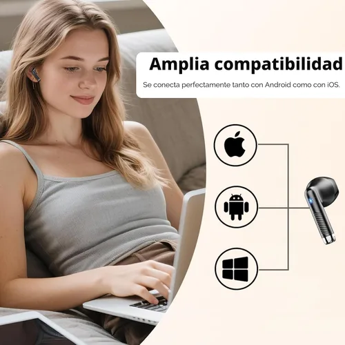 Vista 7 de Auriculares inalámbricos, auriculares Bluetooth V5.4 estéreo con graves con micrófonos ENC con cancelación de ruido, auriculares Bluetooth 56H