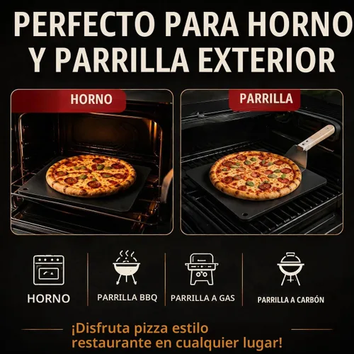 Vista 3 de Hisencn Acero para hornear piedra de pizza cuadrada de 13 x 13 pulgadas