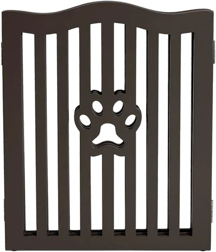 Vista 4 de Puerta para mascotas, valla de madera independiente para perros pequeños y gatos. Gran valla plegable para puertas, pasillos, escaleras. Espresso