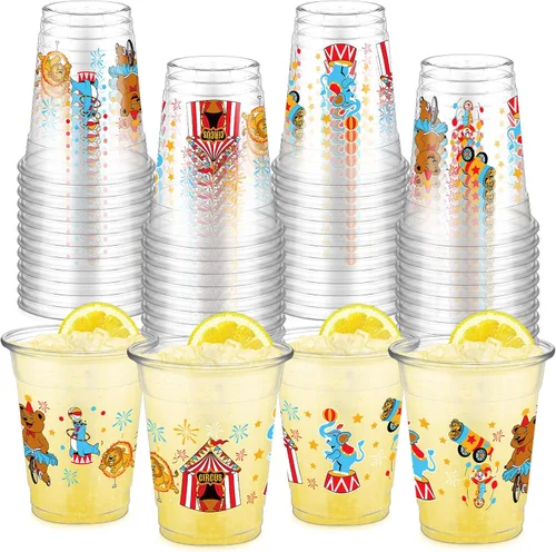Vista 20 de FoldTier 50 Piezas Vasos de los Años 50 de 12 oz Plástico Vasos Regreso a los Años 50 Vasos Transparentes Desechables de los Años 50 Vasos Temáticos