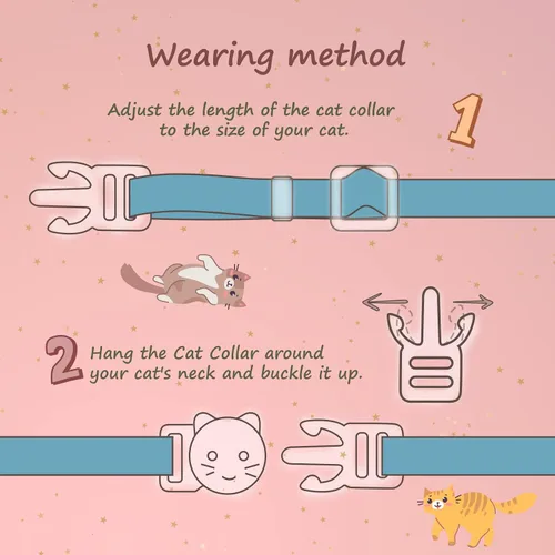 Vista 5 de Paquete de 2 Collares para Gatos Separables de Algodón con Campana Azul Oscuro y Azul Claro con Colgante de Copo de Nieve Blanco Lindo Collar