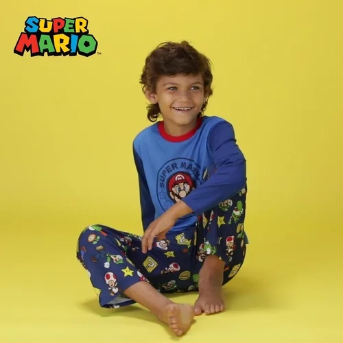 Vista 2 de Pijamas Super Mario para niños Juego de 4 piezas de ropa de dormir para niños, camisas de dormir y pantalones de pijama para niños grandes
