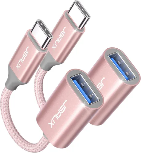 Vista 14 de JSAUX Adaptador USB C a USB 3.0 [2 unidades], USB C macho a USB hembra OTG adaptador compatible con MacBook Pro/Air, iPhone 17 Pro Max/iPhone Negro