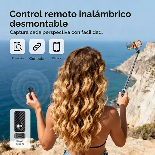 Vista 3 de Fourpillars Trípode magnético portátil para selfie stick de 54" para iPhone