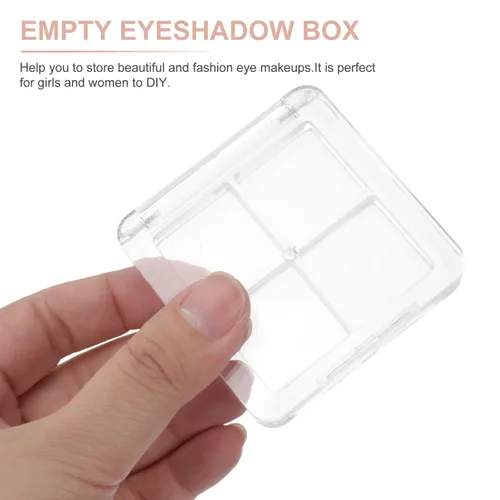 Vista 5 de Beaupretty Paleta de sombra de ojos vacía 4 rejillas sombra de ojos lápiz labial caja de almacenamiento caja de maquillaje transparente DIY