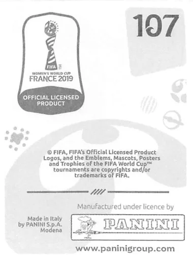 Vista 2 de Panini FIFA - Calcomanías para álbumes de la Copa Mundial Femenina de Francia 2019 (solo adhesivo individual) Fútbol #107 Carolin Simon Alemania 2