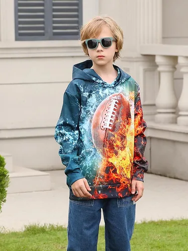 Vista 5 de AIDEAONE - Sudadera con capucha para niños y niñas de 6 a 16 años con estampado 3D y bolsillo, estilo casual