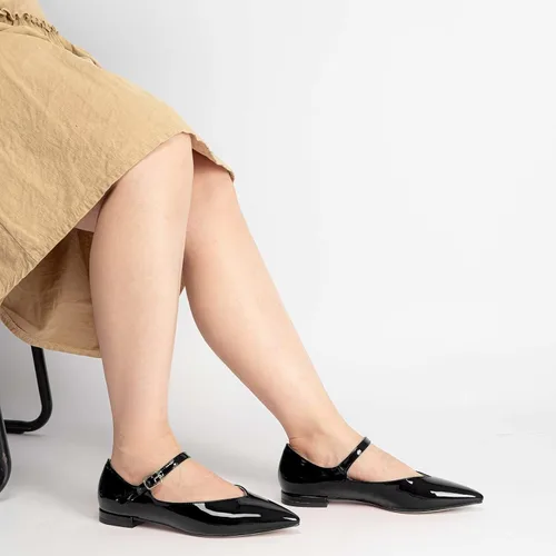 Vista 2 de NobleOnly Zapatos de tacón bajo para mujer con punta puntiaguda Mary Jane con hebilla para oficina, fiesta, zapatos lindos de 0.4 pulgadas