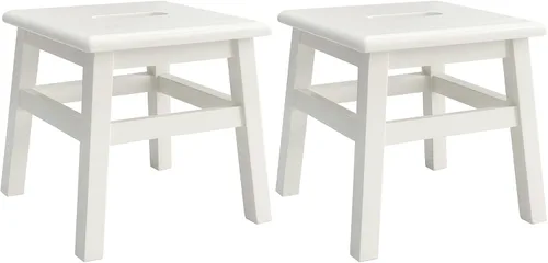 Vista 8 de eHemco Taburete escalón de madera maciza para adultos y niños, 12.25 pulgadas, blanco antiguo (no blanco puro) Fully Assembled, For Adults and