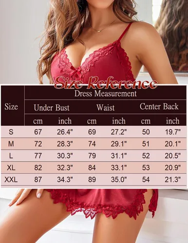 Vista 6 de Avidlove Camisón de lencería para mujer, suave, sexy, fruncido, babydoll