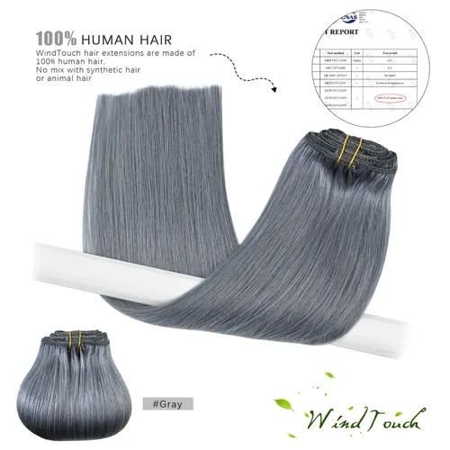 Vista 41 de WindTouch - Extensiones de cabello humano real con clip, color marrón claro a rubio con reflejos #6P613, 22 pulgadas, 4.33 onzas, 7 piezas #6p613